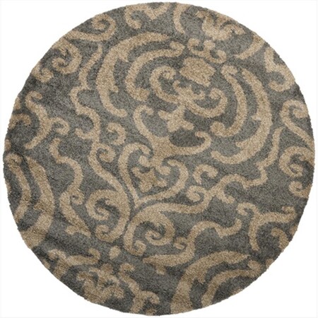 Safavieh 6 ft. 7 in. x 6 ft. 7 in. Round Grey and Beige Florida Shag Rug SG462-8013-7R